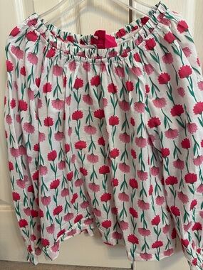 J. Crew Girls White Skirt with Pink Floral Print